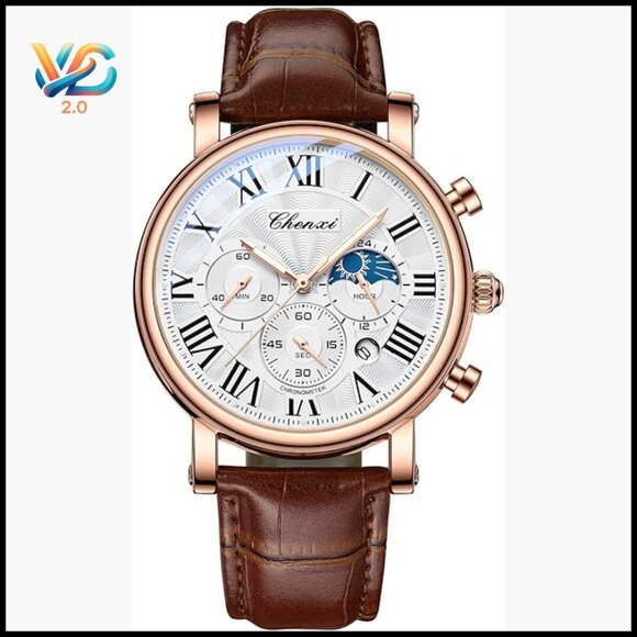 Men's Classic Multifunctional Military Sports Analog Watch Waterproof Leather